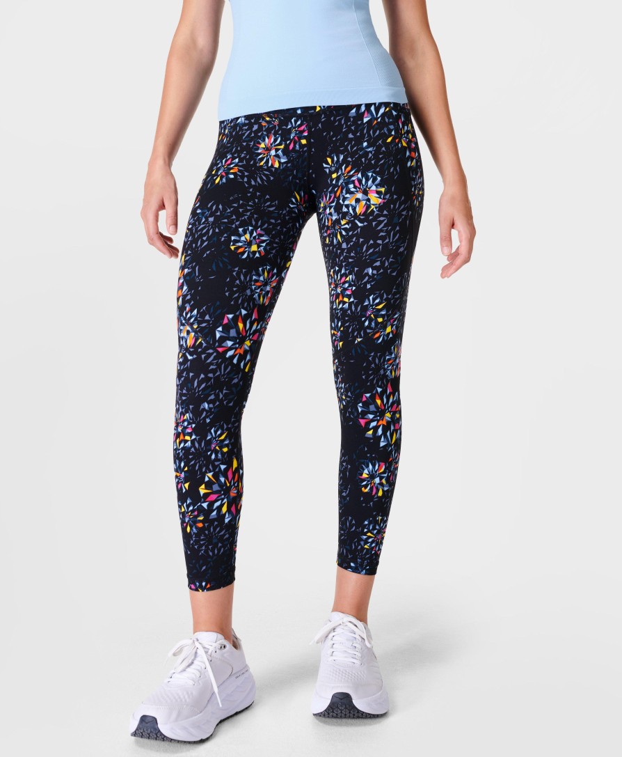 SWEATY BETTY Leggings | Power 7/8 Workout Leggings Sb5400A 78 Black-Faceted-Floral