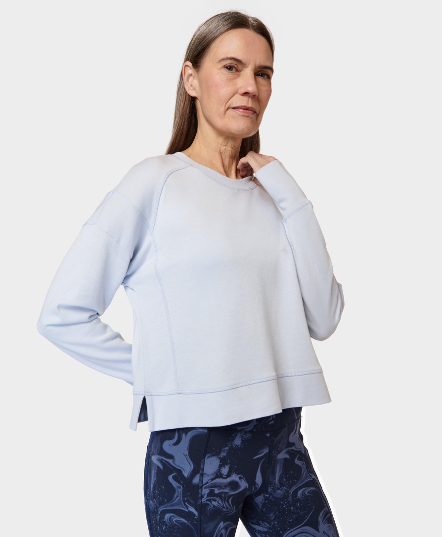 SWEATY BETTY Sweaters & Cardigans | After Class Crop Sweatshirt Sb5622C Salt-Blue