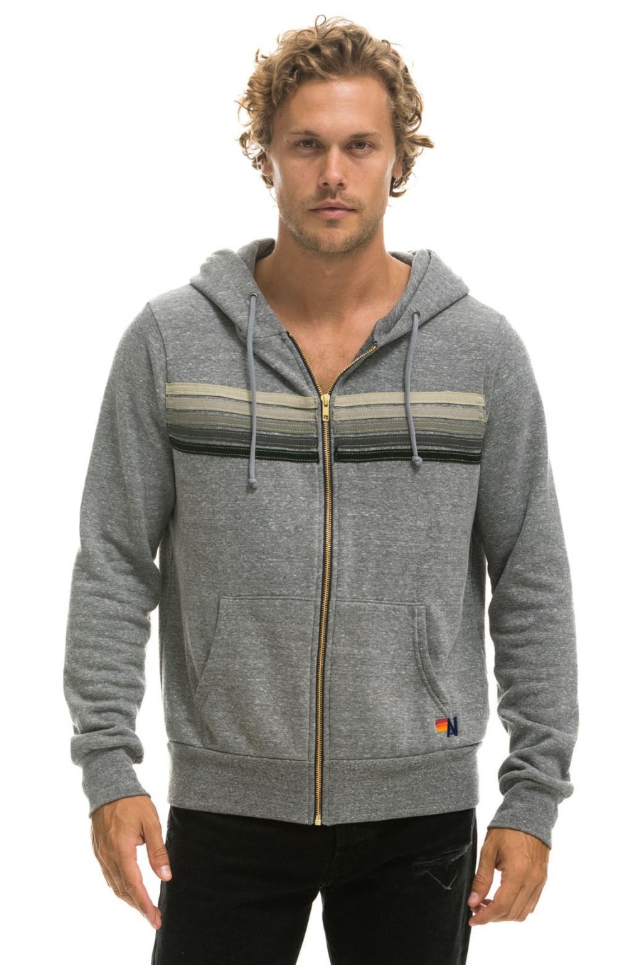 AVIATOR NATION Jackets | Jacket 5 Stripe Hood Hdrs5 Heather-Grey-Grey