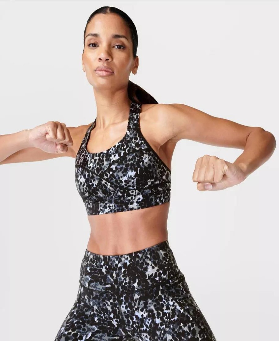 SWEATY BETTY Underwear | Power Medium Impact Sports Bra Sb8993A Grey-Dapple-Print