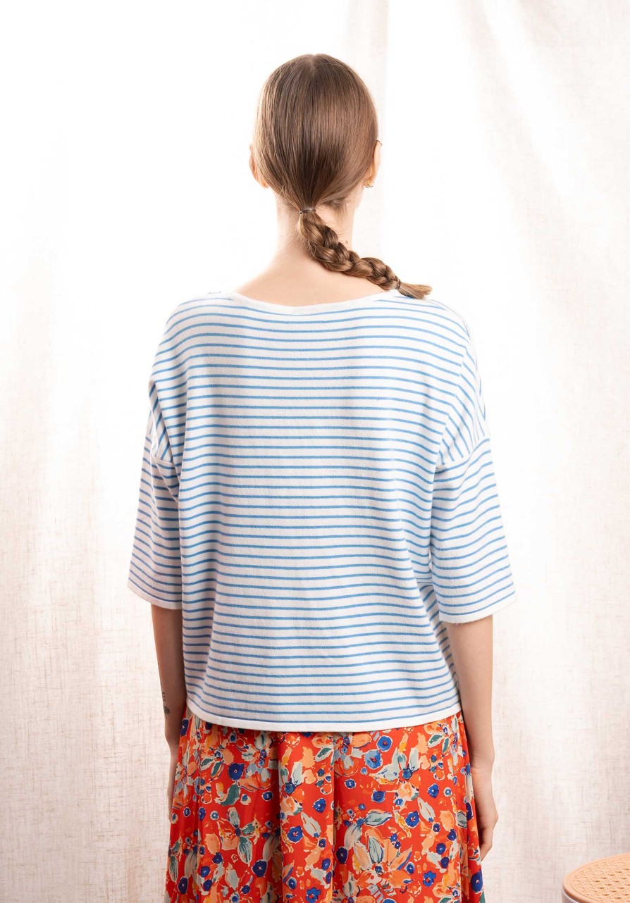 CLEMENCE Tops & Shirts | Tshirt 65320 White-Blue