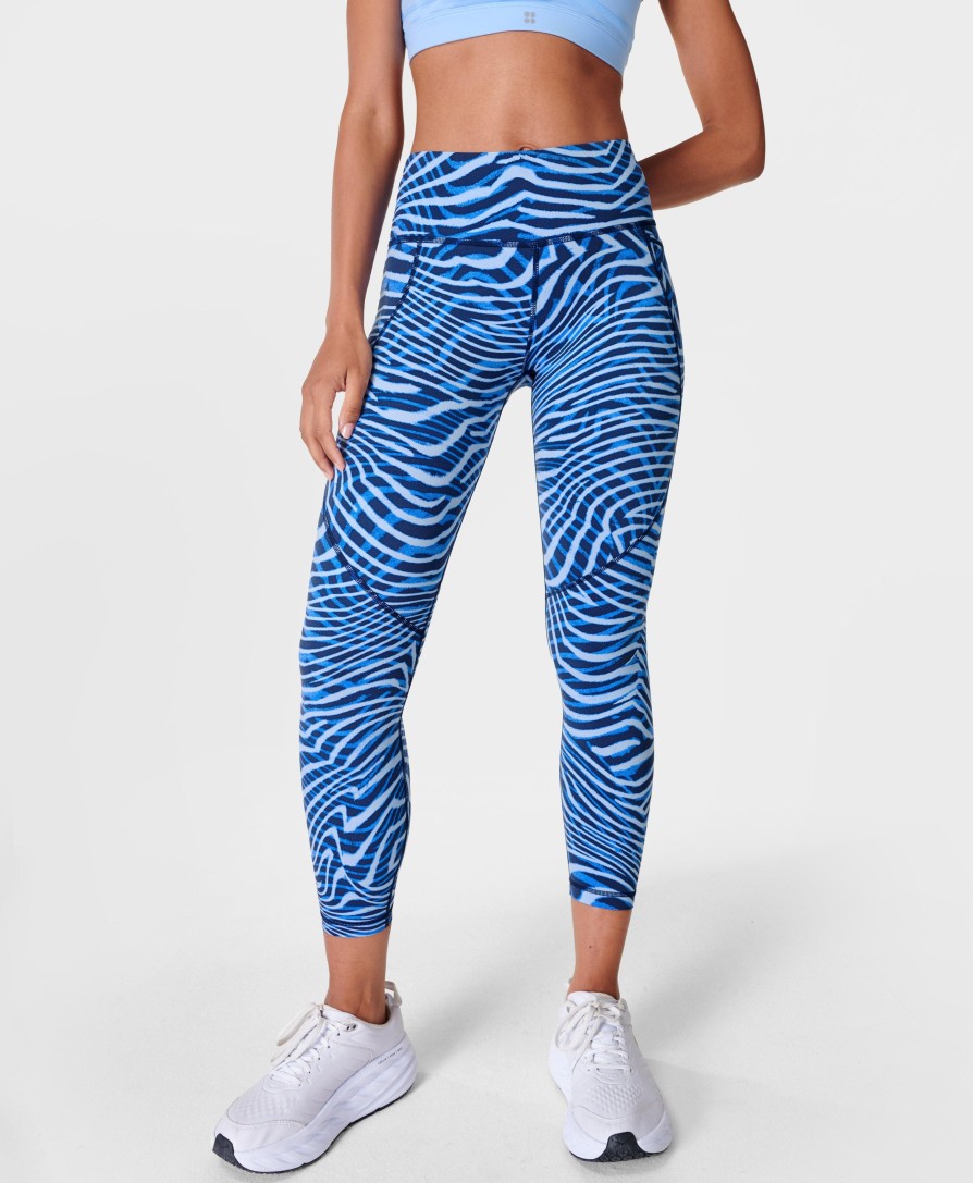 SWEATY BETTY Leggings | Power 7/8 Workout Leggings Sb5400A 78 Blue-Exposure-Print