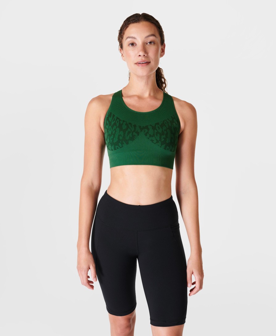 SWEATY BETTY Underwear | Stamina Workout Bra Sb8758A Retro-Green-Leopard