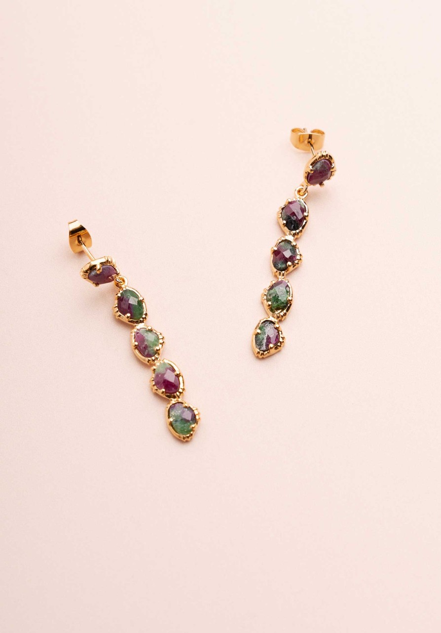 AU FIL DE LO All Jewelry | Earring Bo587 Ruby-Zoisite