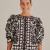 FARM RIO Tops & Shirts | Puffed Blouse 315388 Palermo-Black