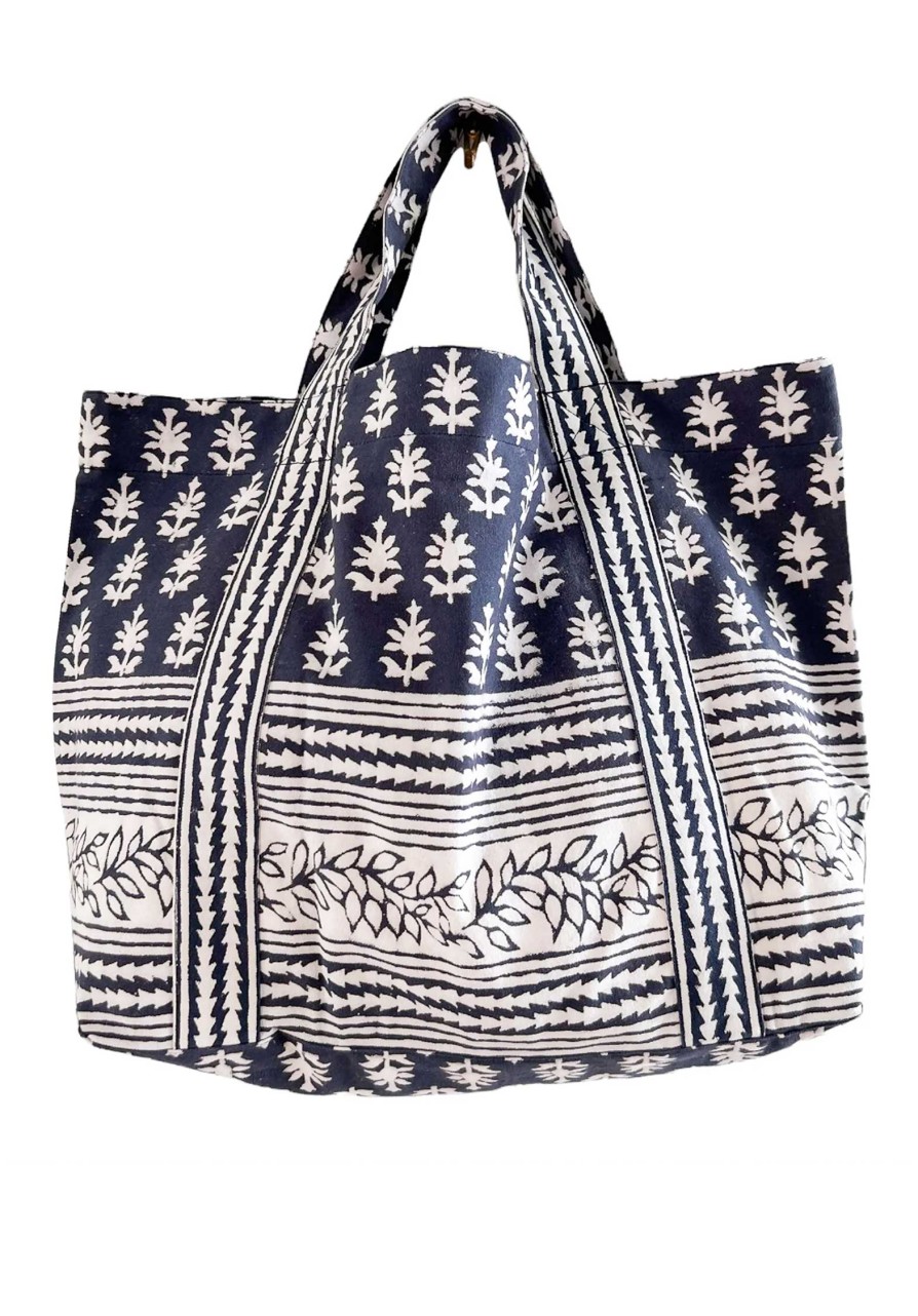 ALICIA BELL All Bags | Tote Bag Sp23A17 Medium Beach Bag White-Navy-Motif