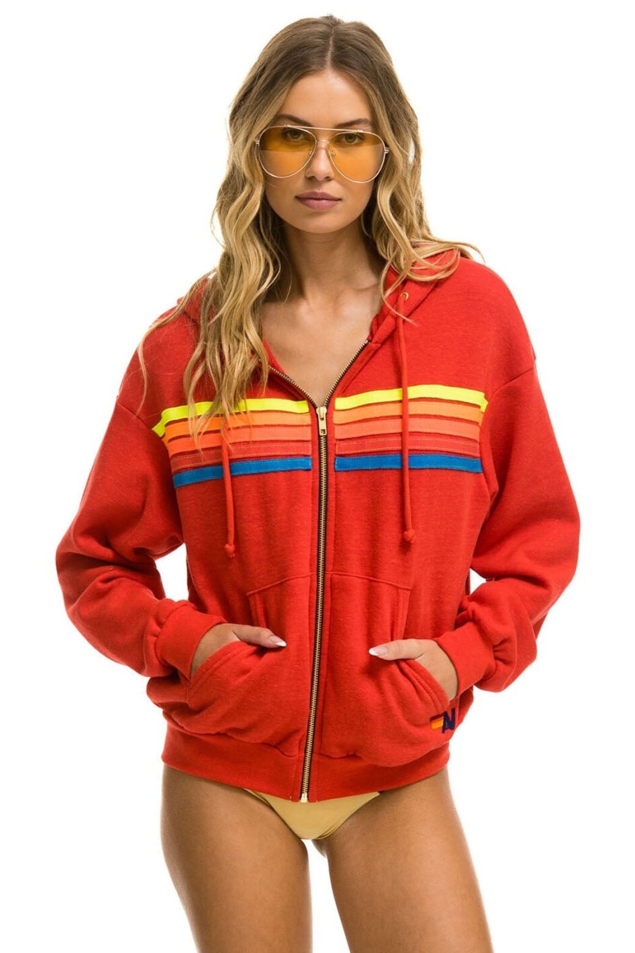 AVIATOR NATION Jackets | Jacket 5 Stripe Rela Hdrxrs5 Red-Neon-Rainbow