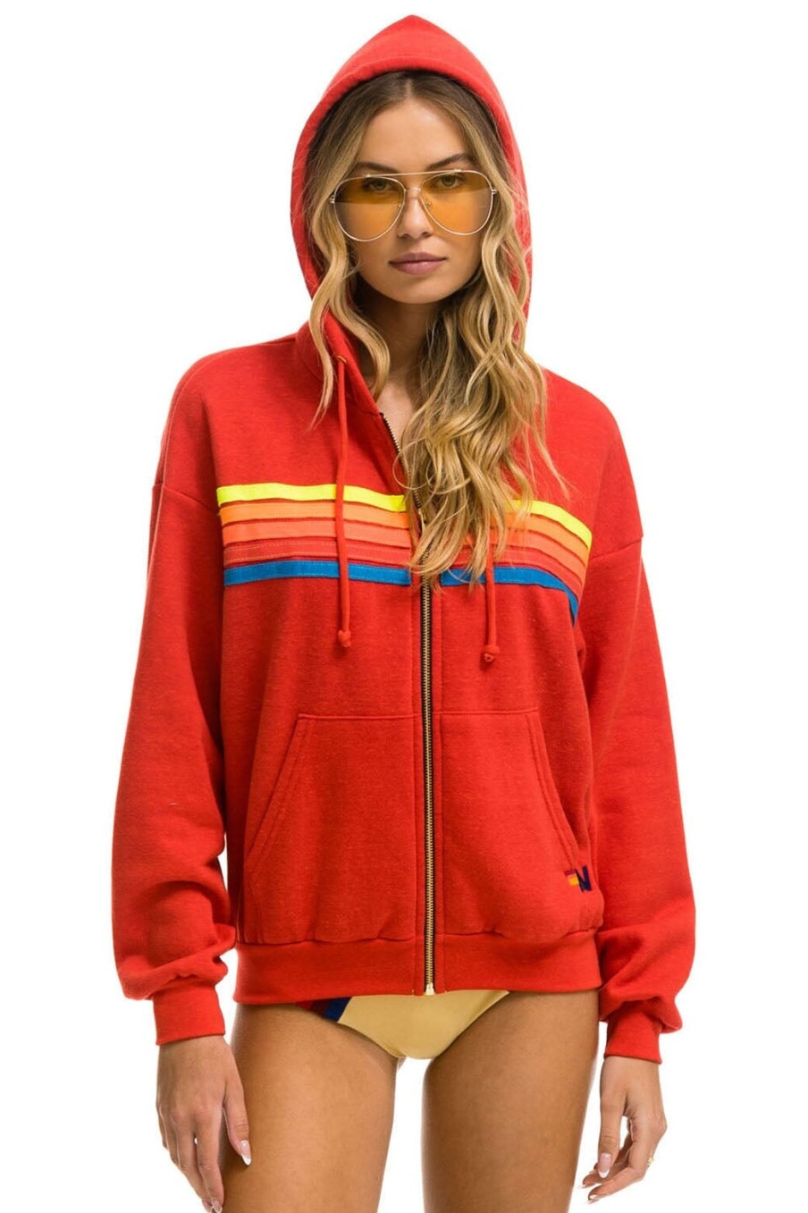 AVIATOR NATION Jackets | Jacket 5 Stripe Rela Hdrxrs5 Red-Neon-Rainbow