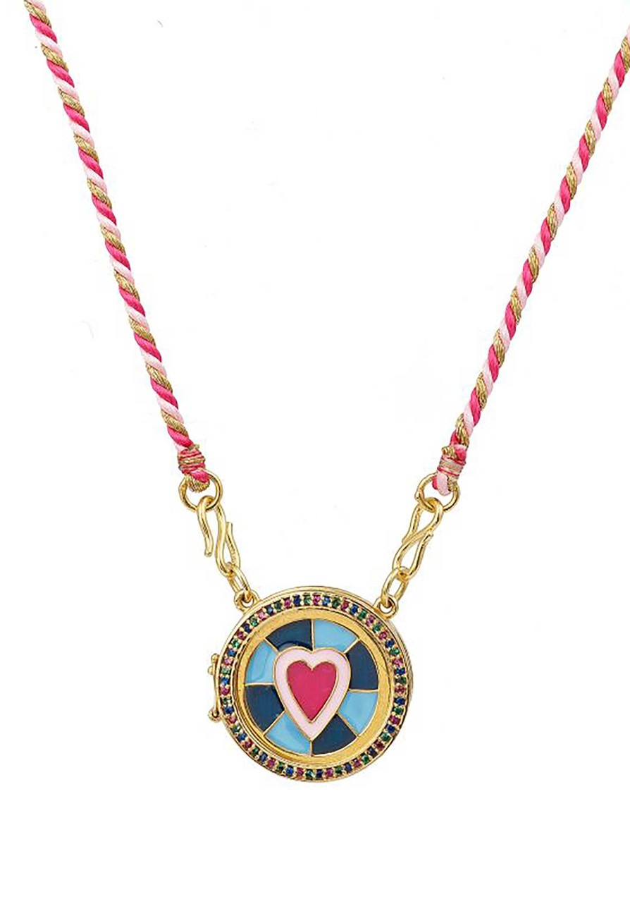 CAROLINE DE BENOIST All Jewelry | Necklace Makwishlovtu Piece Of Love Pink-Blue