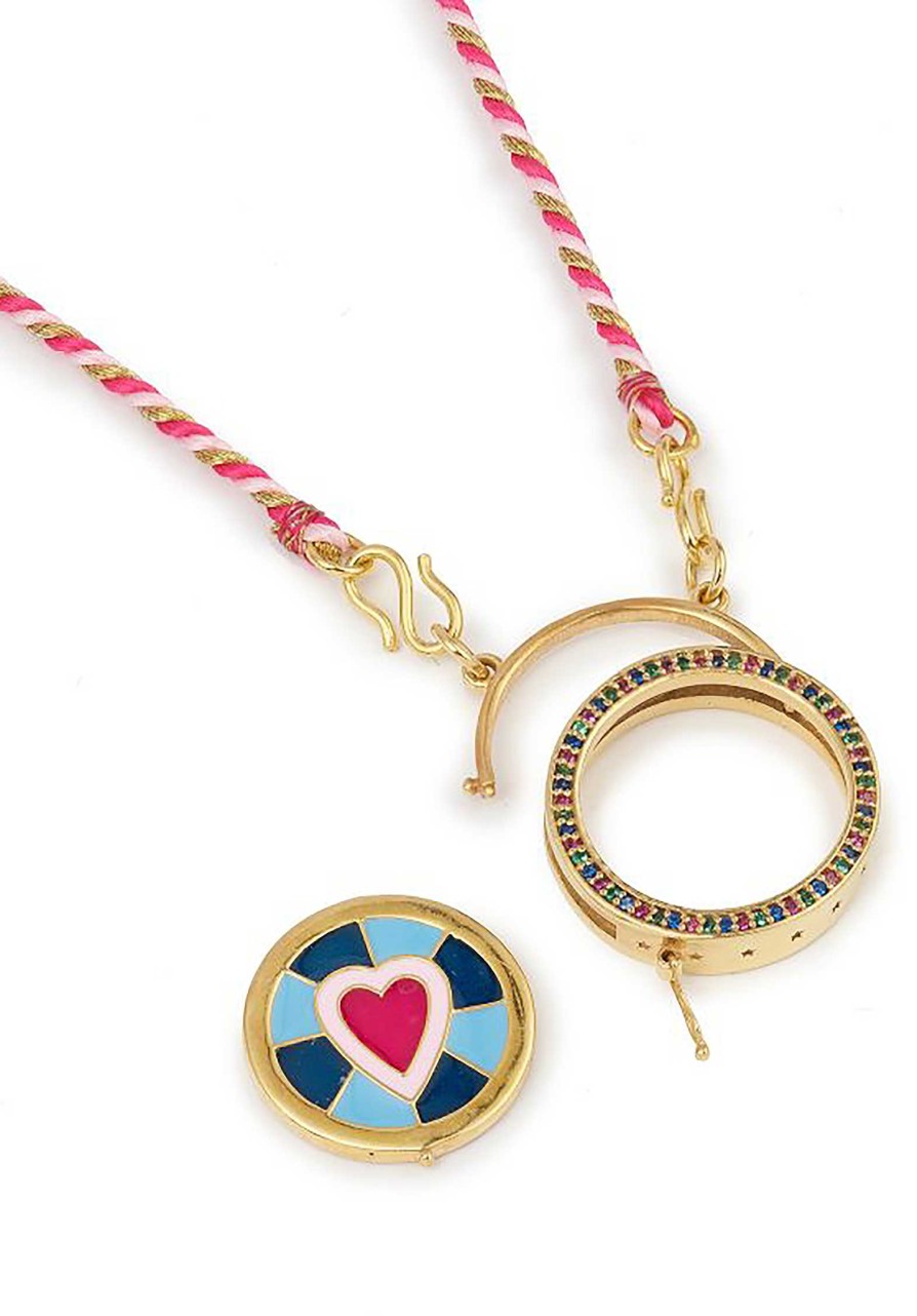 CAROLINE DE BENOIST All Jewelry | Necklace Makwishlovtu Piece Of Love Pink-Blue