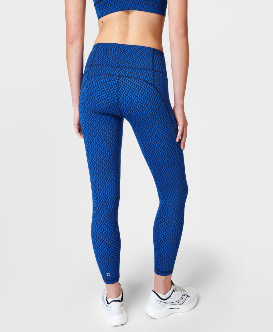 SWEATY BETTY Leggings | Power 7/8 Workout Leggings Sb5400A 78 Blue-Apex-Geo-Print