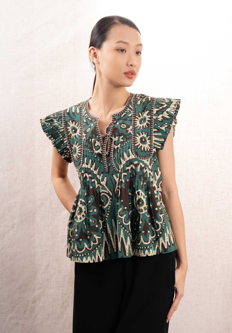 SEA NY Tops & Shirts | Blouse Charlough Print Rs24-225 Green