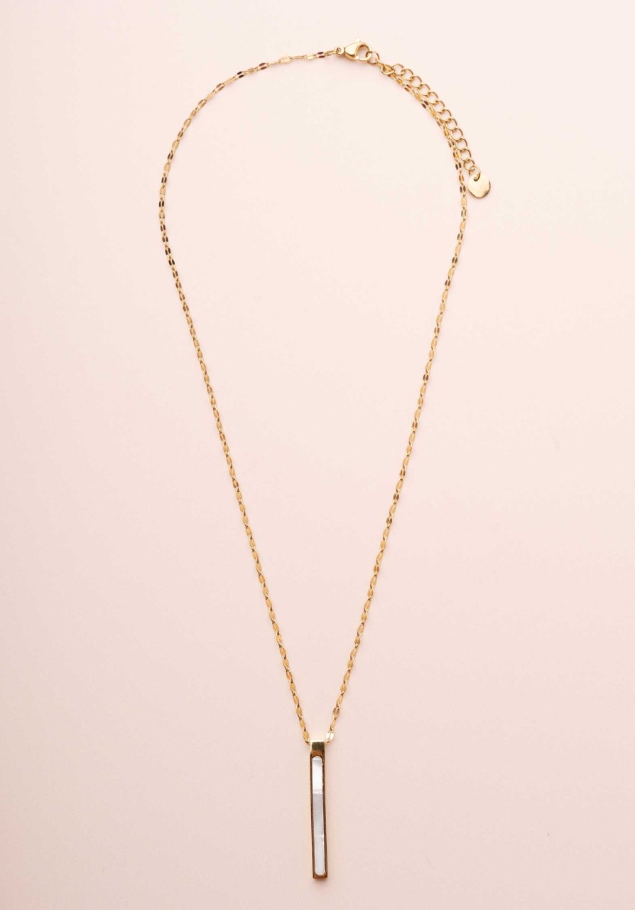 LES CLEIAS All Jewelry | Necklace Golden B Collier Nacre-Blanche