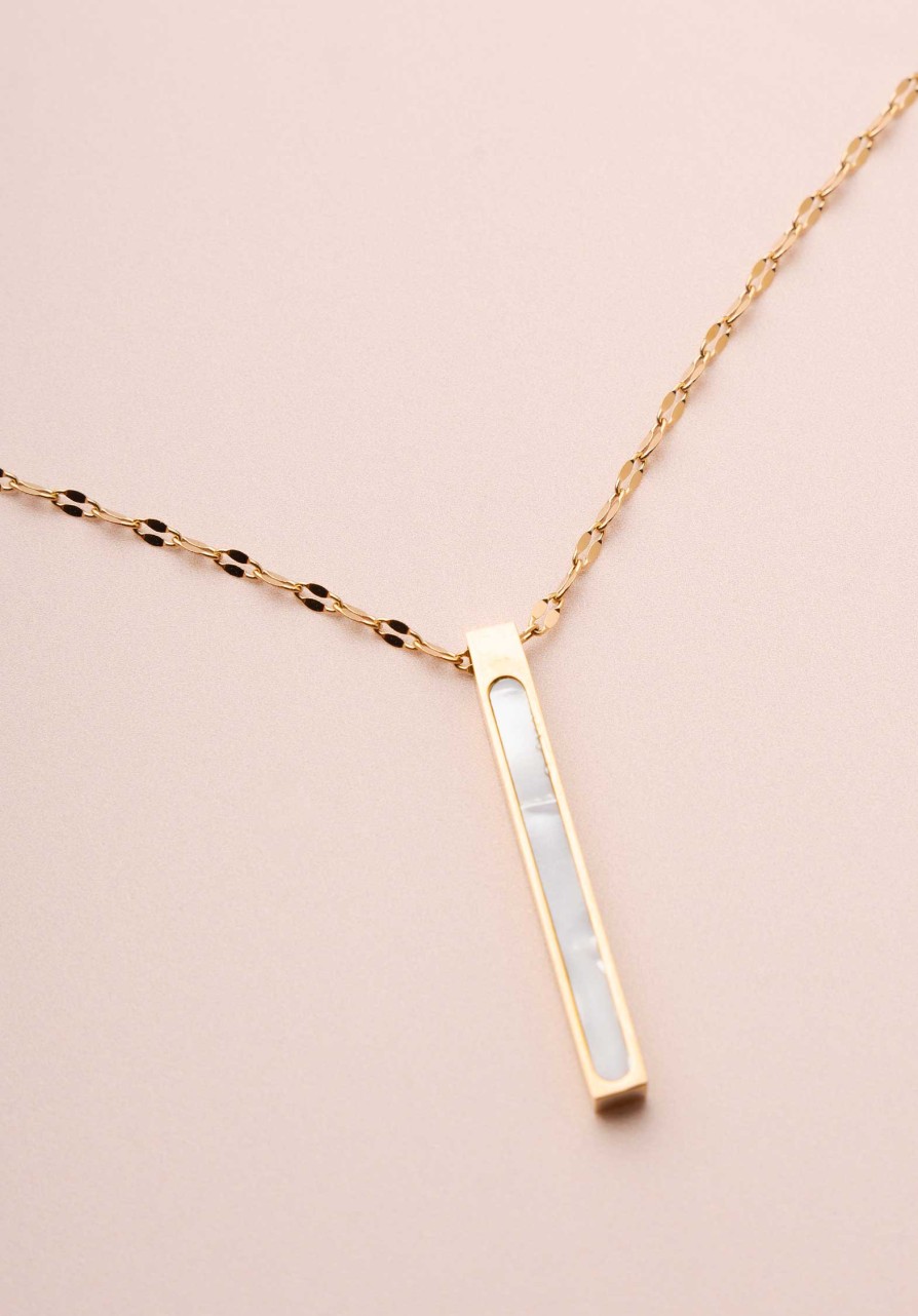 LES CLEIAS All Jewelry | Necklace Golden B Collier Nacre-Blanche