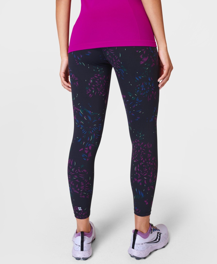 SWEATY BETTY Leggings | Power 7/8 Workout Leggings Sb5400A 78 Black-Floral-Stroke