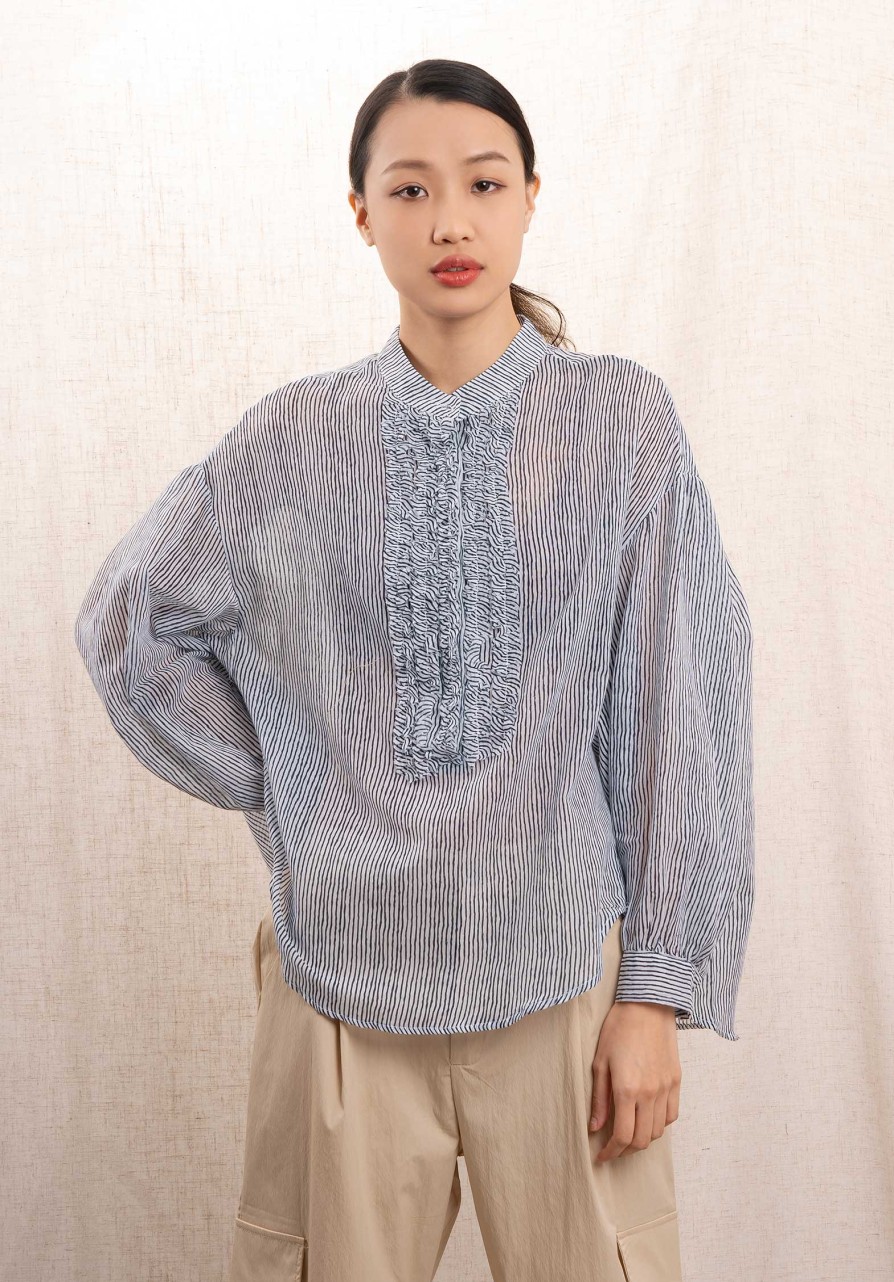 CLEMENCE Tops & Shirts | Blouse Sc92-2 Sc93-2 Blue-Stripes