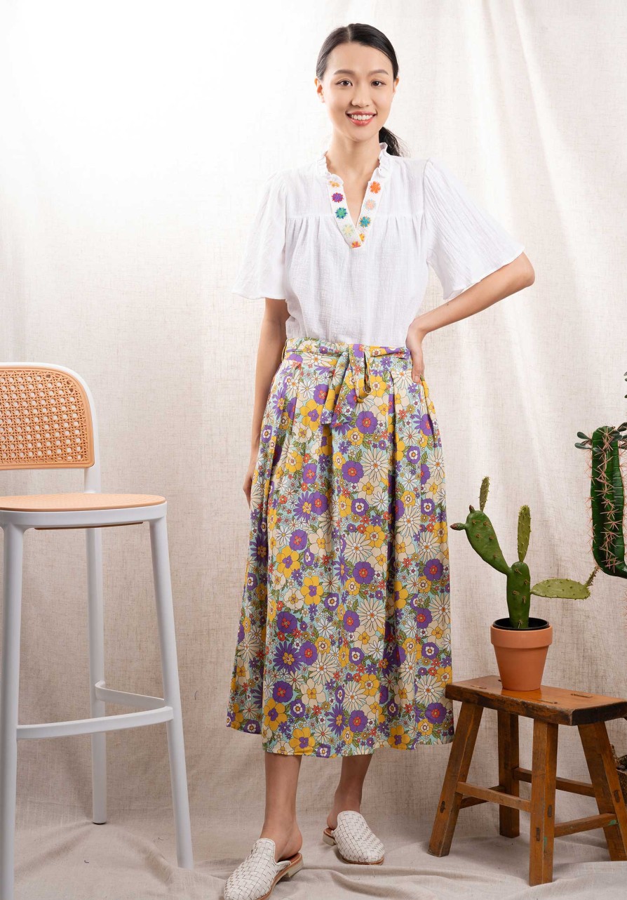 RUE MADAME Skirts | Skirt Skirt Basil Purple-Ylw-Floral