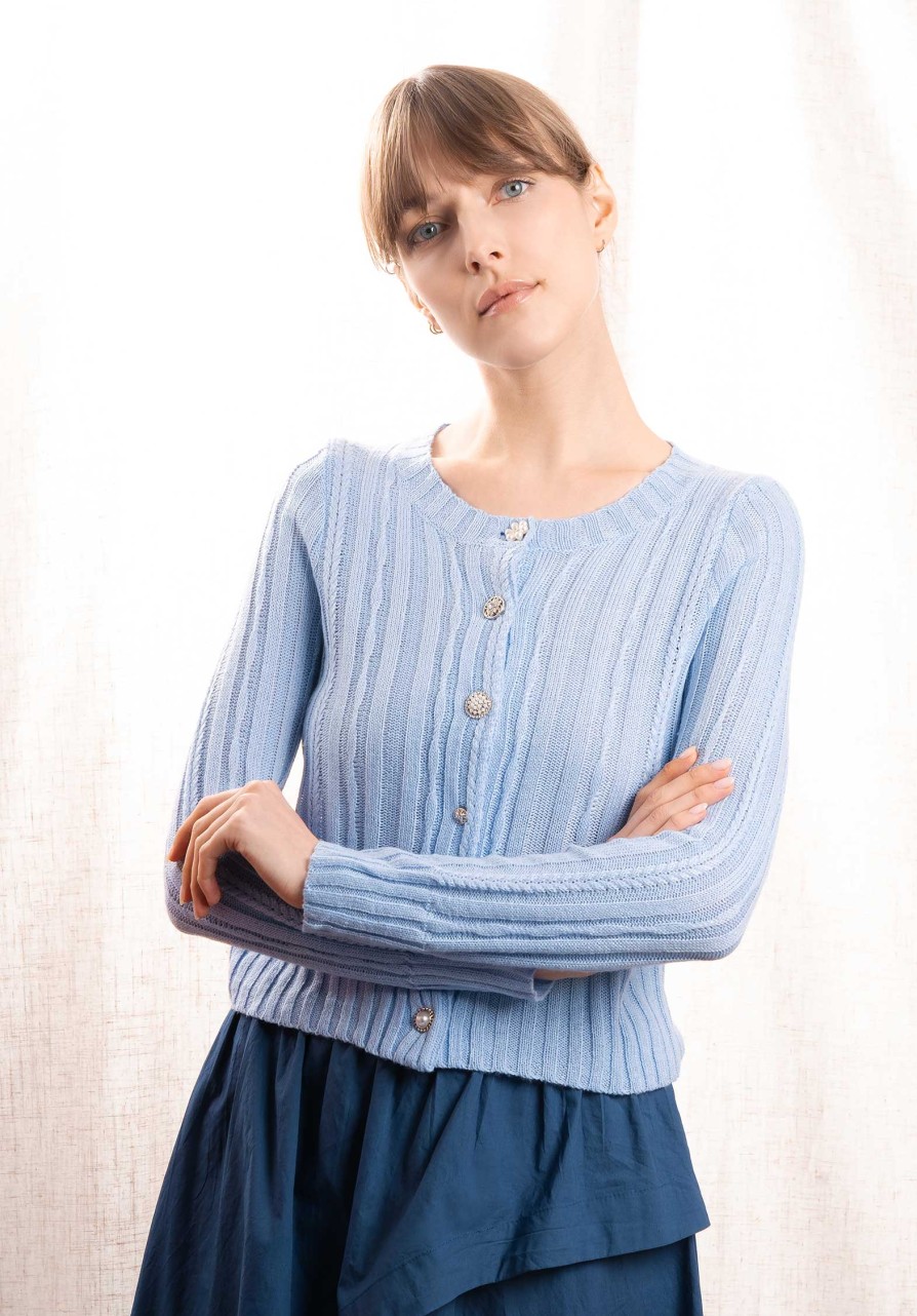 CLEMENCE Sweaters & Cardigans | Cardigan 65259 Light-Blue