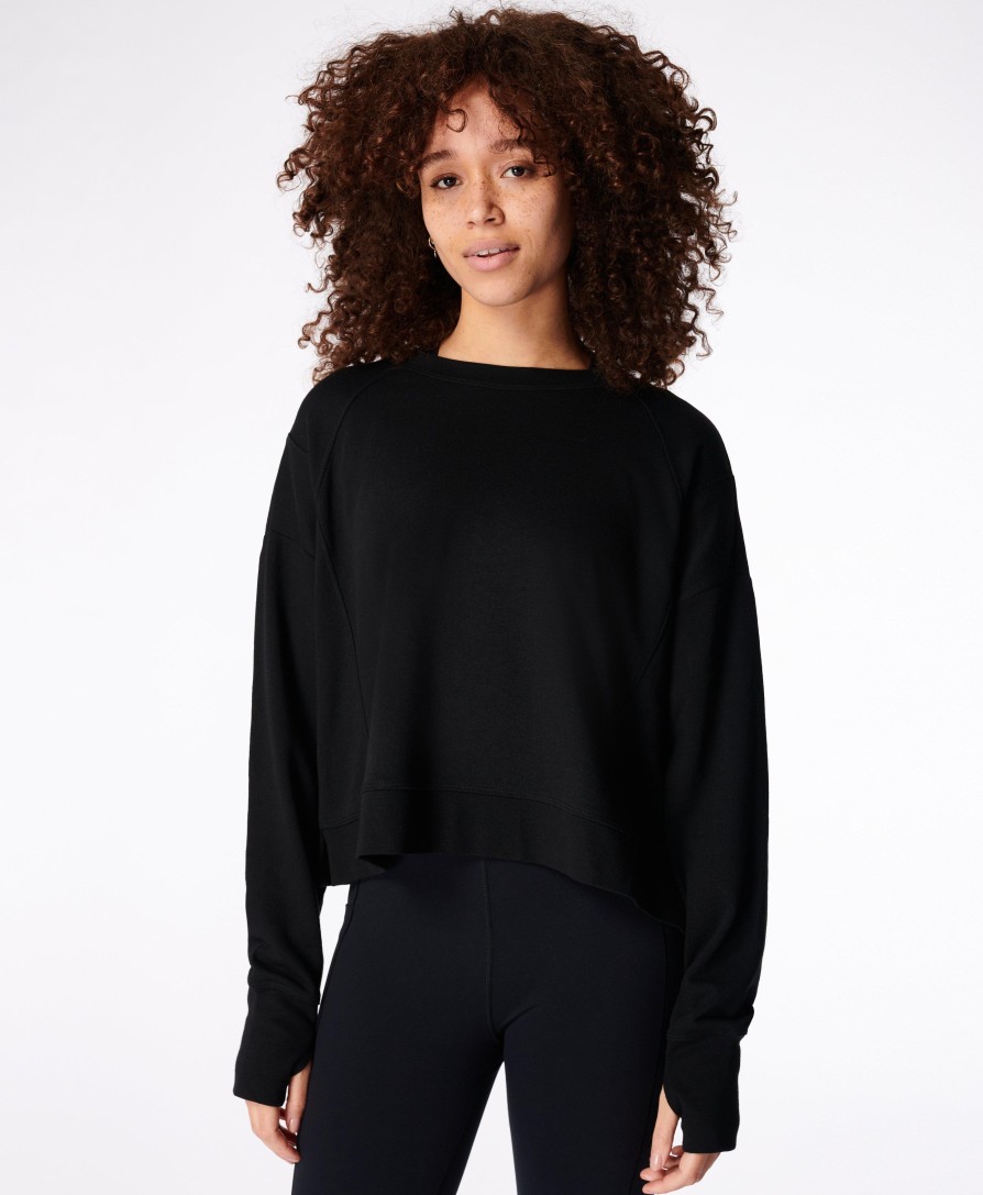 SWEATY BETTY Sweaters & Cardigans | After Class Crop Sweatshirt Sb5622C Black