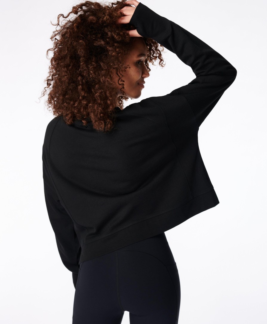 SWEATY BETTY Sweaters & Cardigans | After Class Crop Sweatshirt Sb5622C Black