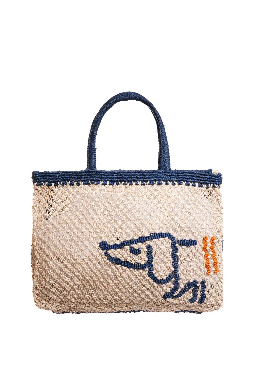 THE JACKSONS All Bags | Beach Bag Breton Breton Dog Small Nat-Indigo