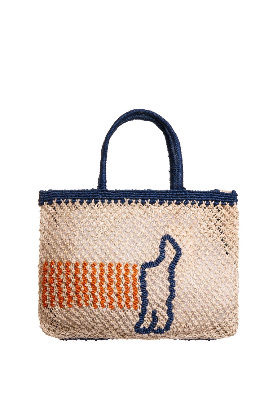 THE JACKSONS All Bags | Beach Bag Breton Breton Dog Small Nat-Indigo