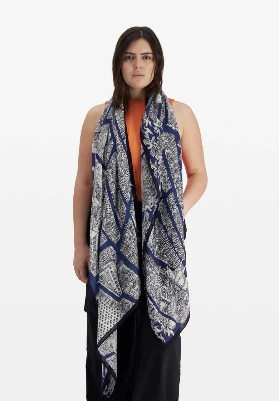 INOUI Shop Scarfs & Belts | Scarf Et181Tu59 Dark-Blue