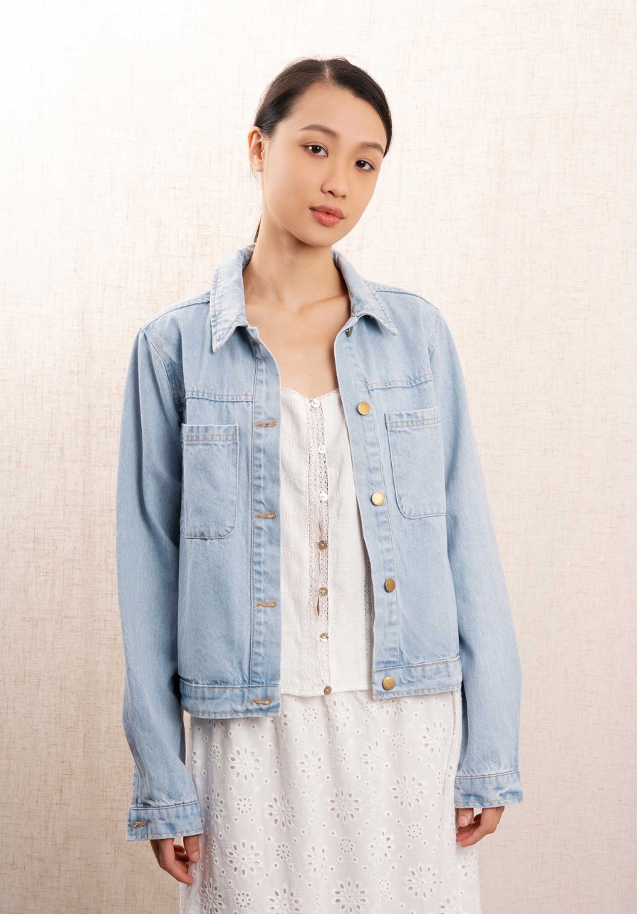 GARANCE Jackets | Denim Jacket Veste Pom Veste Pom Pom Blue