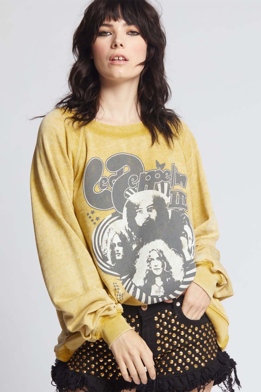 RECYCLED KARMA Sweaters & Cardigans | Led Zeppelin Band Sweater 301880 Mustard