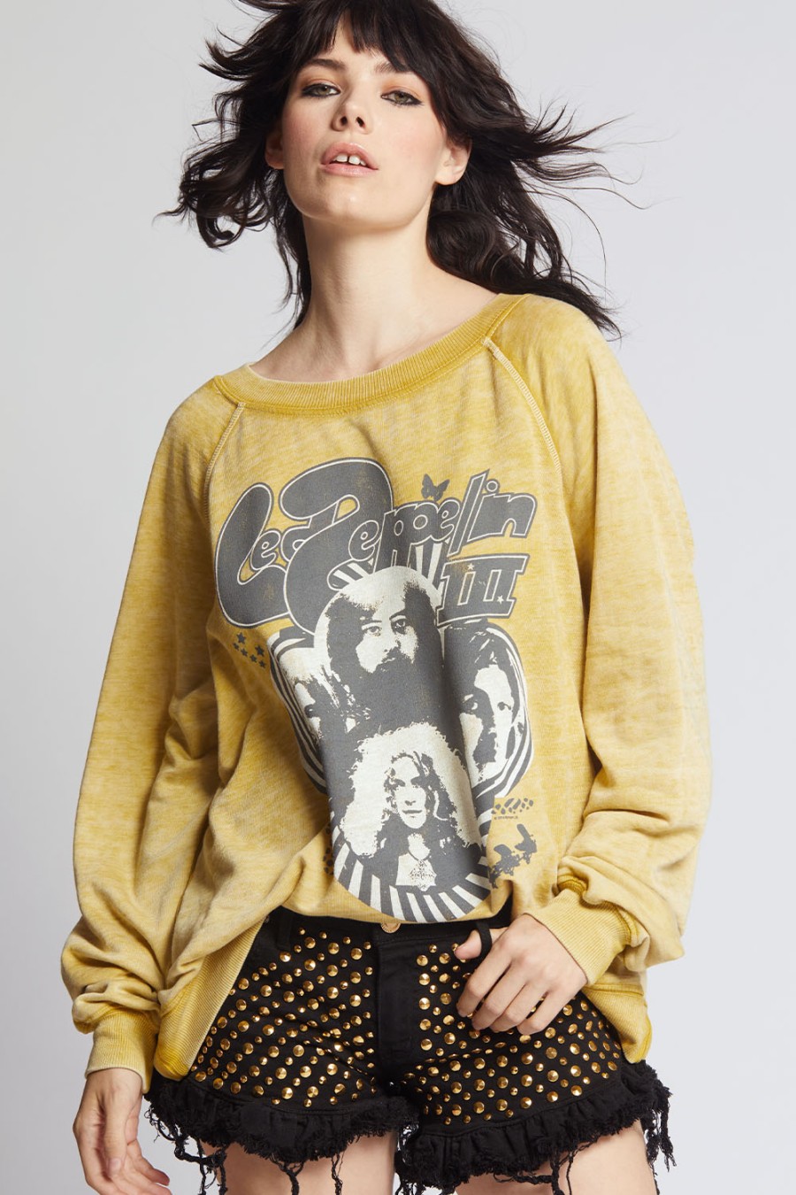 RECYCLED KARMA Sweaters & Cardigans | Led Zeppelin Band Sweater 301880 Mustard