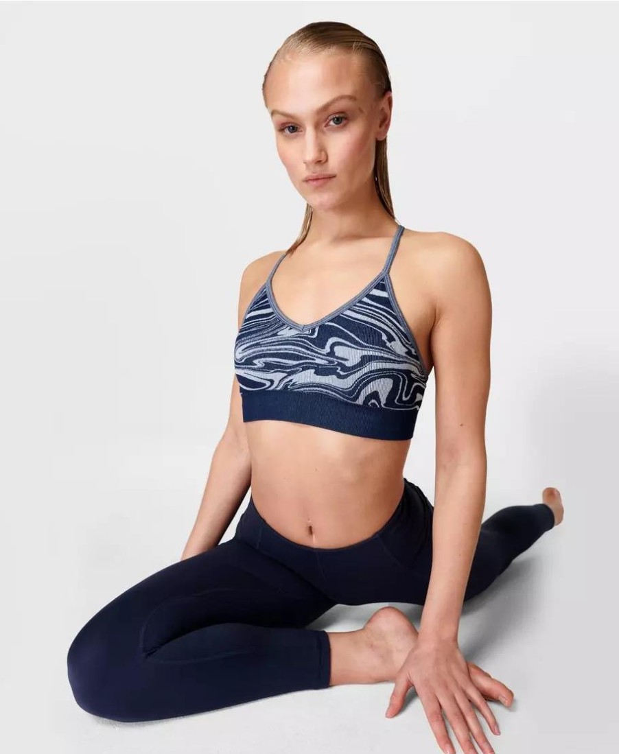 SWEATY BETTY Underwear | Mindful Seamless Yoga Bra Sb5396Cb Navy-Blue-Liquid-Jac