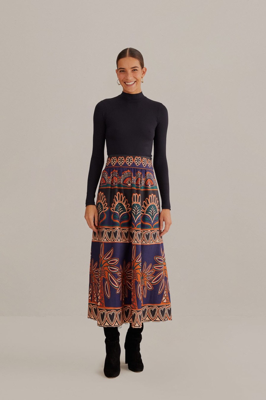 FARM RIO Skirts | Ainika Tapestry Orang Skirt 315110 Tapestry-Orange