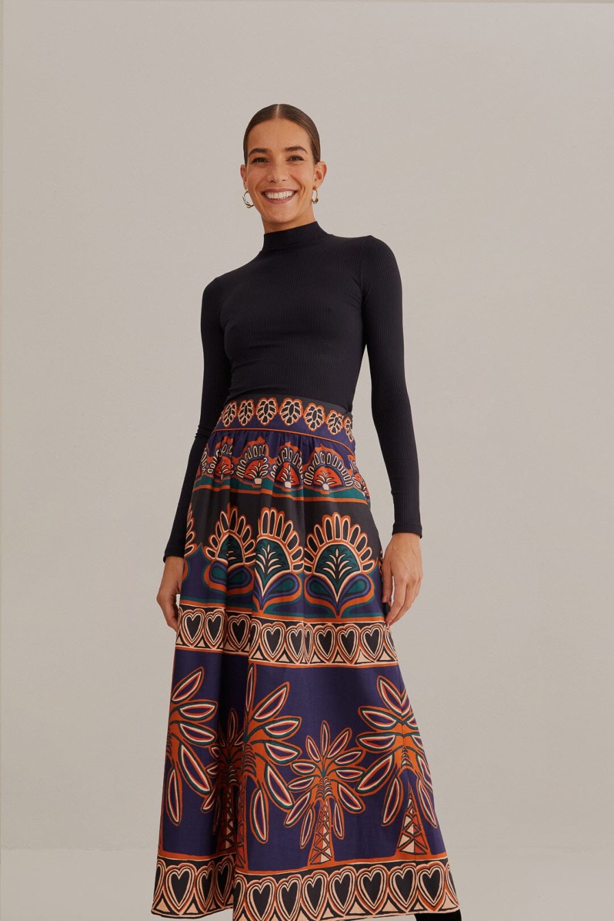 FARM RIO Skirts | Ainika Tapestry Orang Skirt 315110 Tapestry-Orange