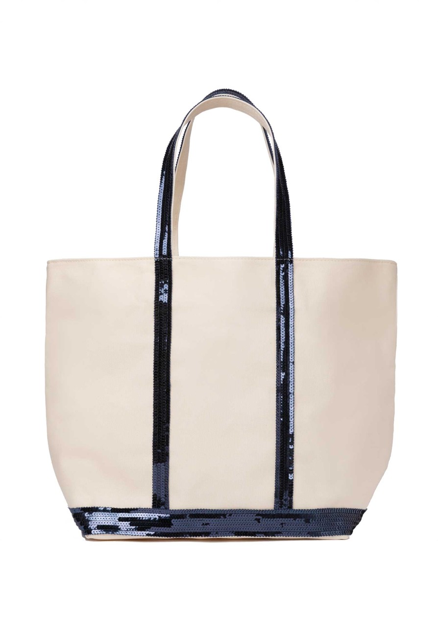 VANESSA BRUNO All Bags | Bag Canvas L Cabas Tote Ve01-V40409 Off-White-Navy