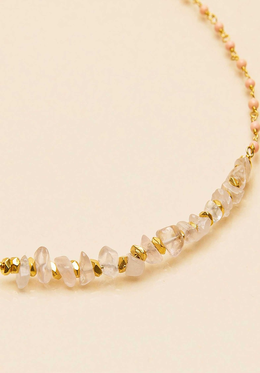 UNE A UNE All Jewelry | Necklace 2Cap Quartz-Rose