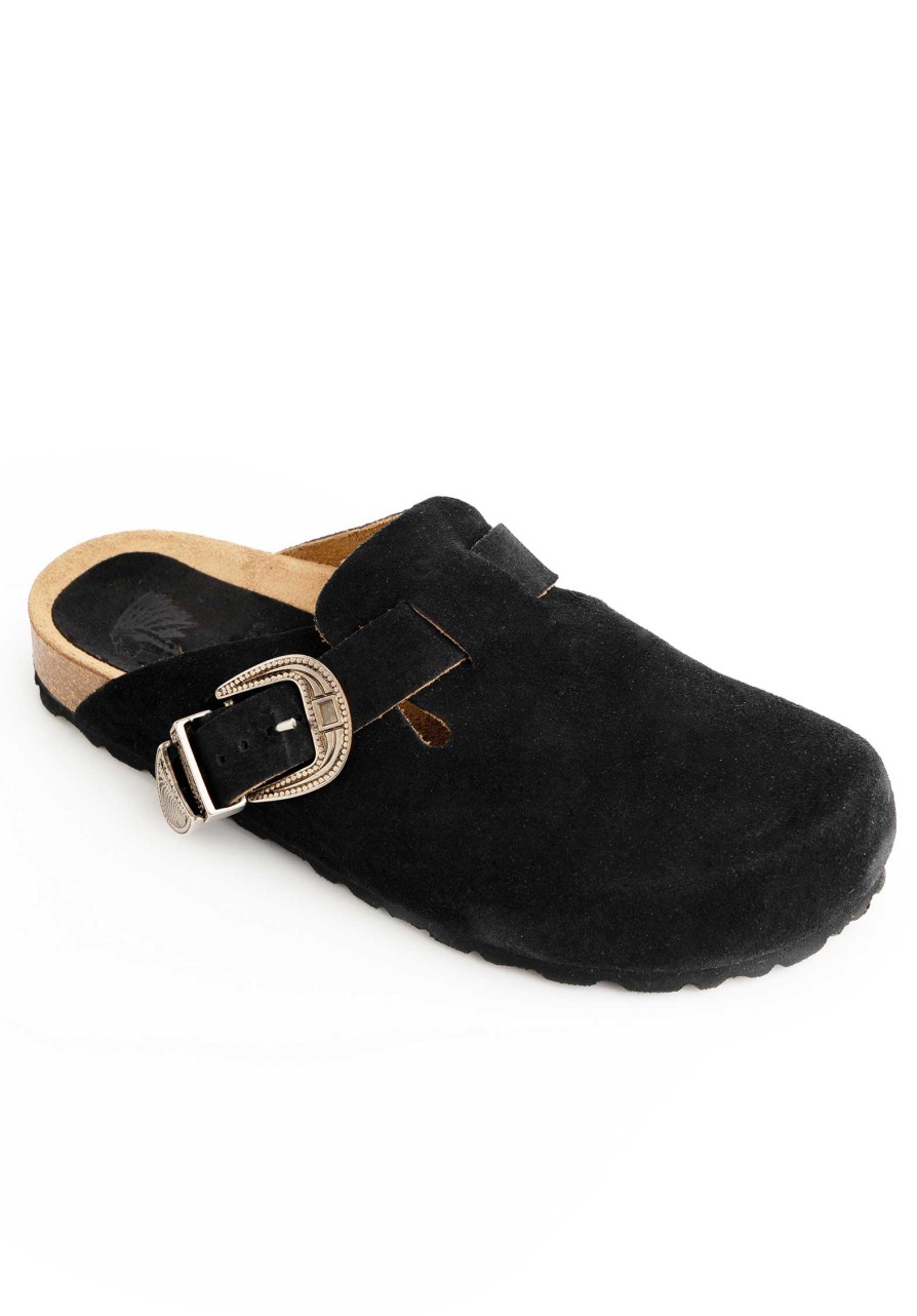 TAJI All Shoes & Socks | Sandal Donna Sabot Suede Nero