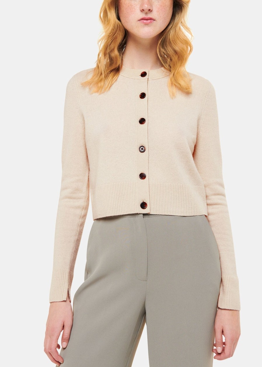 WHISTLES Sweaters & Cardigans | Wool Cropped Cardigan 37113 Ivory