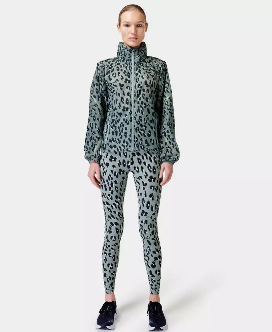 SWEATY BETTY Jackets | Pack Away Jacket Sb8018A Blue-Cheetah-Print