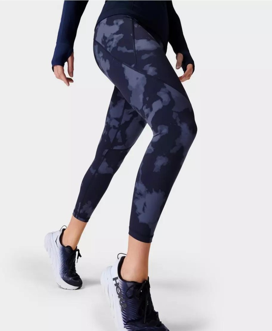 SWEATY BETTY Leggings | Power 7/8 Workout Leggings Sb5400A 78 Blue-Fade-Print