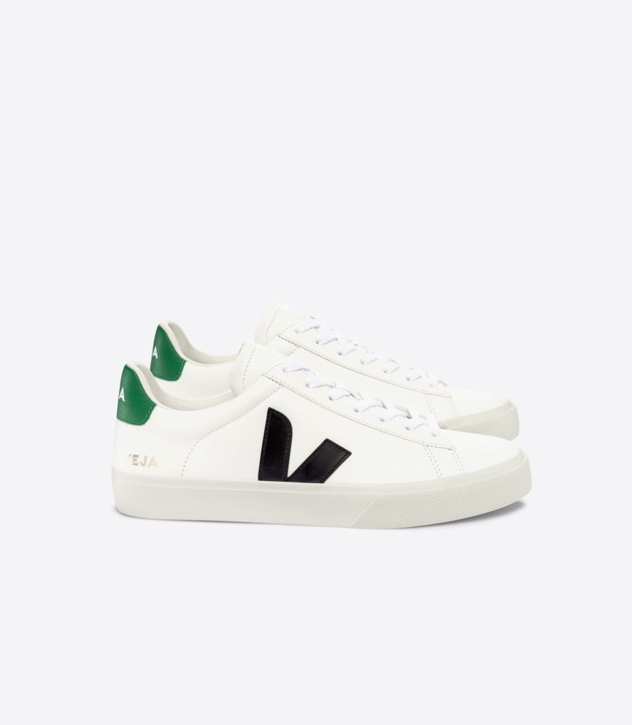 VEJA All Shoes & Socks | Shoes Campo Chromefree Leather Cp0503155 White-Black-Emeraude