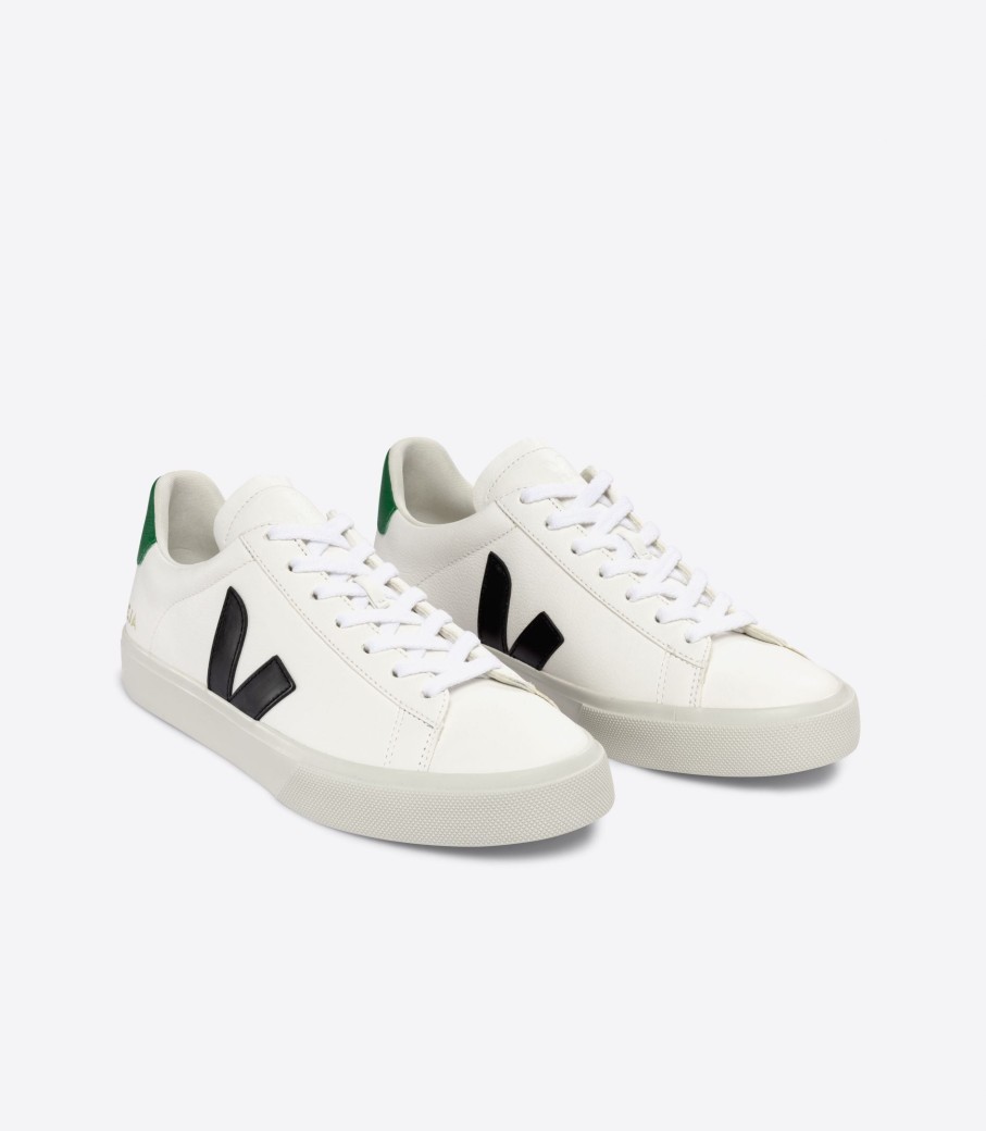 VEJA All Shoes & Socks | Shoes Campo Chromefree Leather Cp0503155 White-Black-Emeraude