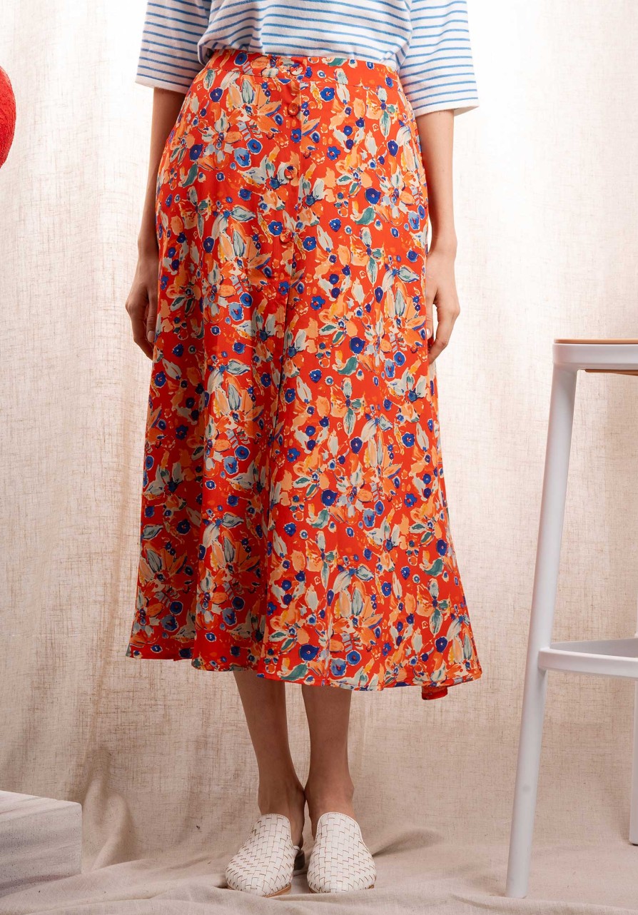 CLEMENCE Skirts | Skirt J9488 Orange-Navy