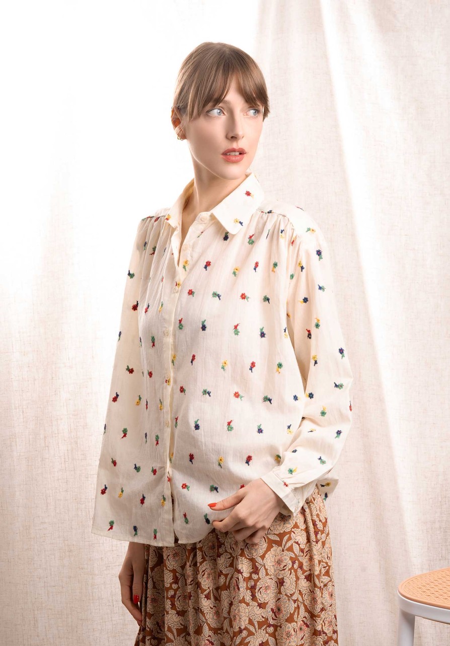 CLEMENCE Tops & Shirts | Shirt 816 White-Flower