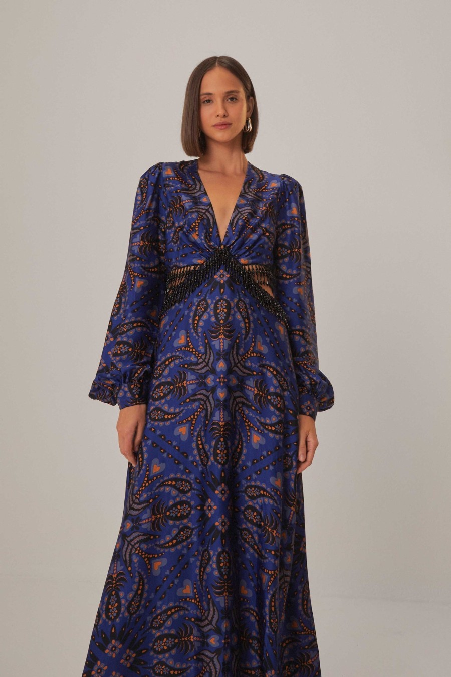 FARM RIO Dresses & Jumpsuits | Cu Dress 314641 Martina-Scarf-Blue