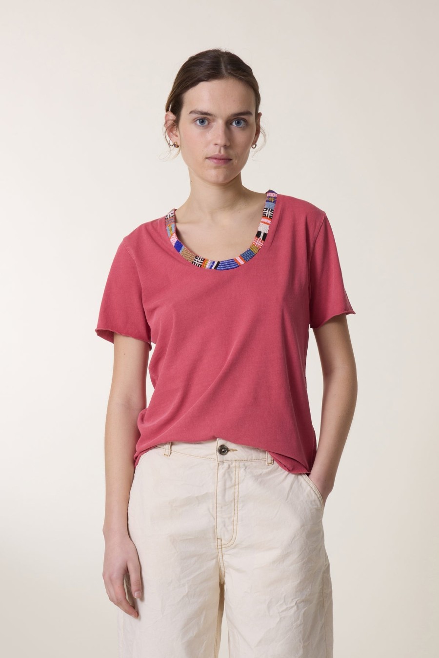 LEON & HARPER Tops & Shirts | Tshirt Tizia Jc0 Tizia Jc05 Beads Coral