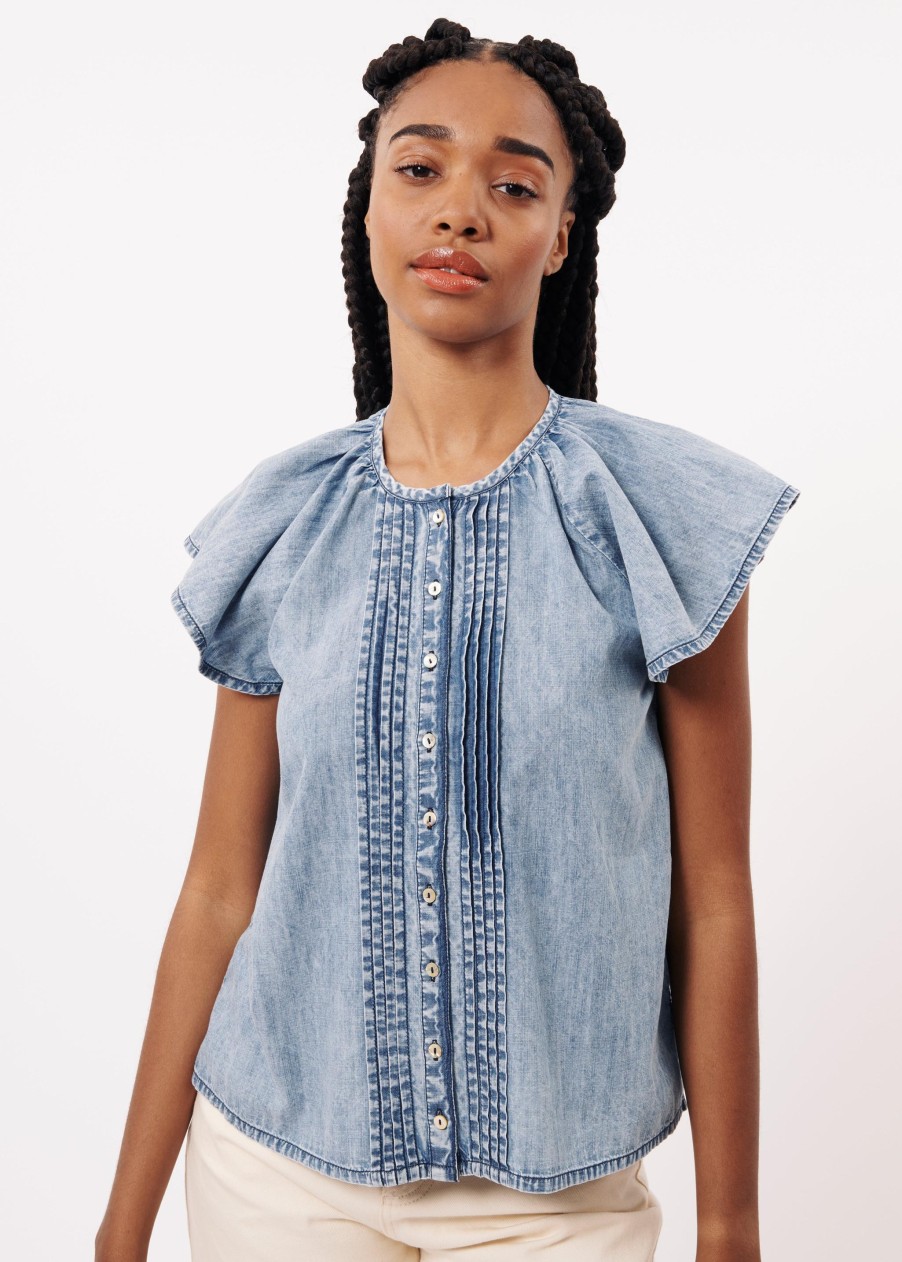 FRNCH Tops & Shirts | Blouse Ff24-23 Leni Bleu-Jean