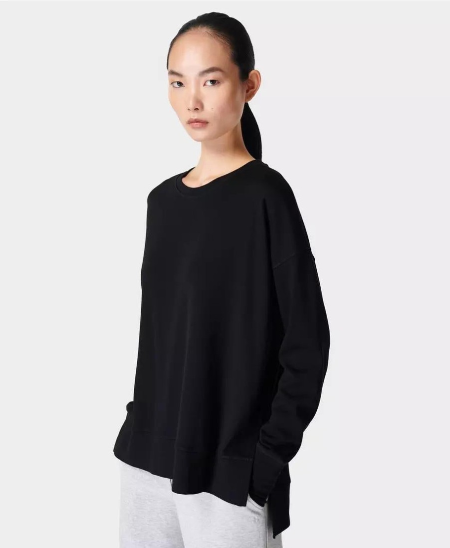 SWEATY BETTY Sweaters & Cardigans | After Class Longline Sweatshir Sb8985 Black