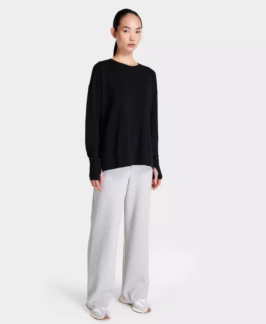 SWEATY BETTY Sweaters & Cardigans | After Class Longline Sweatshir Sb8985 Black