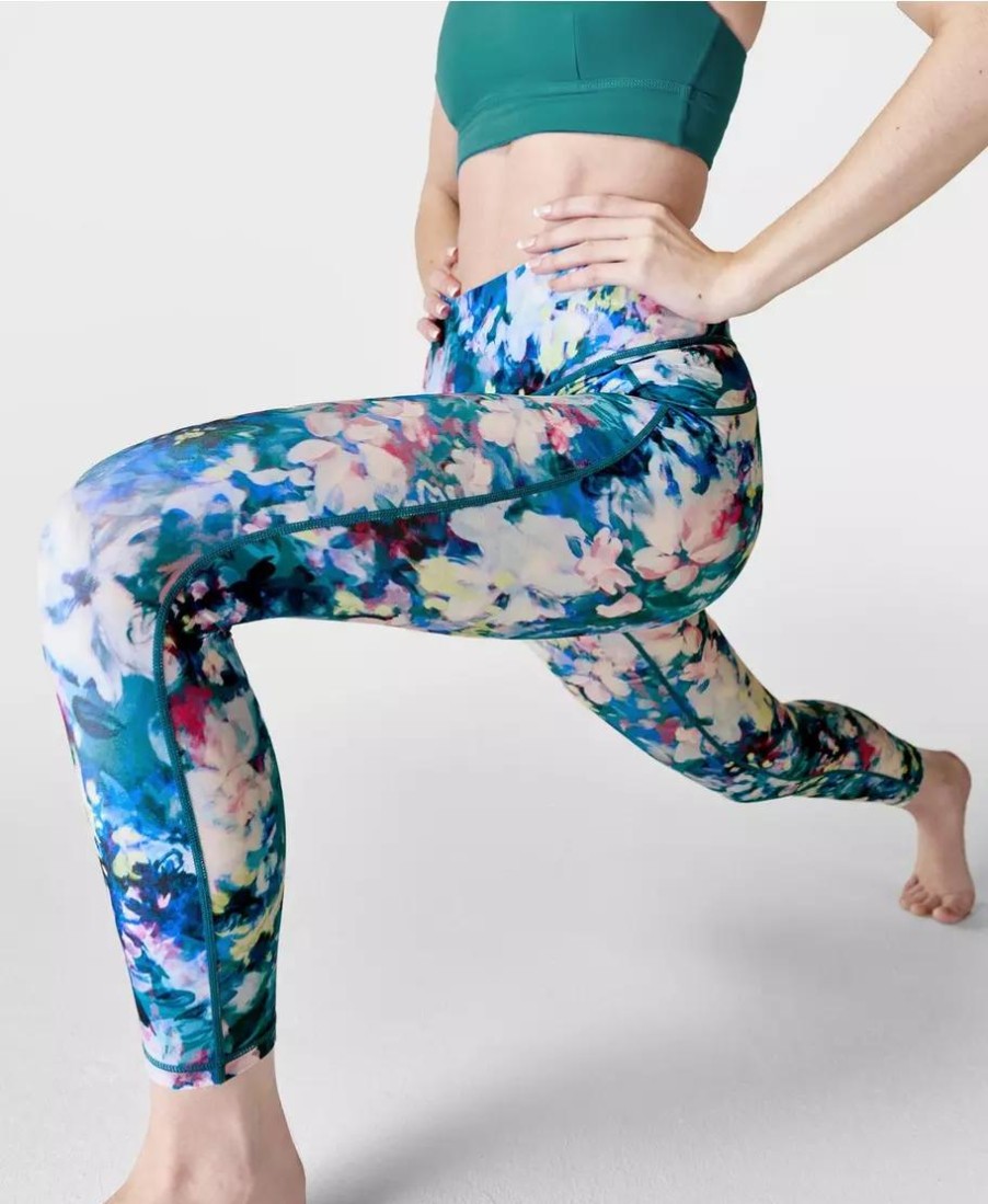 SWEATY BETTY Leggings | All Day 7/8 Leggings Sb8946A 78 Blue-Ocean-Floral-Pr