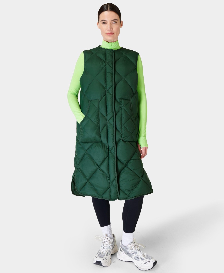 SWEATY BETTY Coats | Downtown Quilted Vest Sb9378 Trek-Green